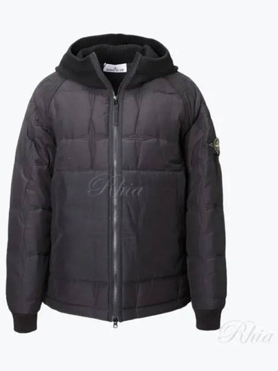 Wappen Patch Quilted Cupro Cotton Zip Up Hoodie Black - STONE ISLAND - BALAAN 2