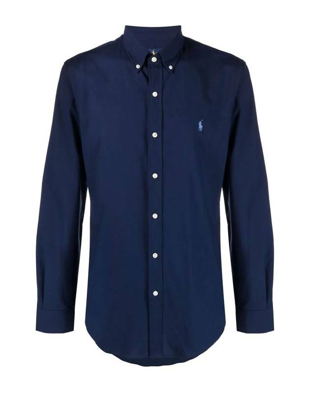 Embroidered Logo Pony Long Sleeve Shirt Navy - POLO RALPH LAUREN - BALAAN 1