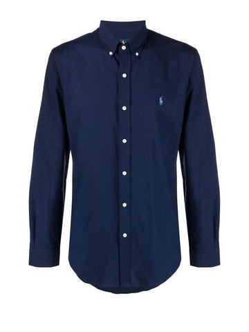 Embroidered Logo Pony Long Sleeve Shirt Navy - POLO RALPH LAUREN - BALAAN 1