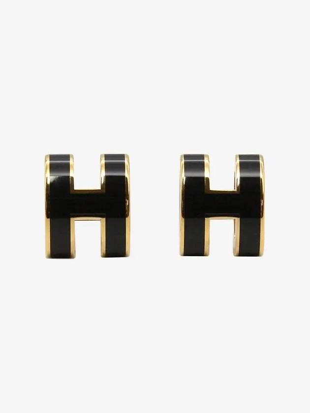 Mini Pop H Earrings Gold Noir Gold - HERMES - BALAAN 2