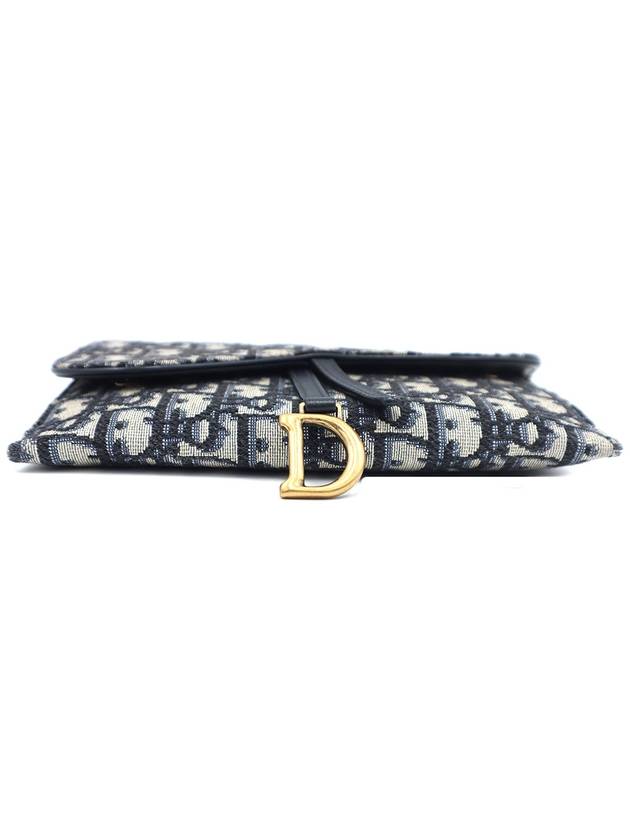 Women s Dior Christian S5614CTZQ M928 Blue Oblique Jacquard Saddle WOC Chain Long Wallet Crossbag gt cross bag Gangbuk used luxury goods - DIOR - BALAAN 6