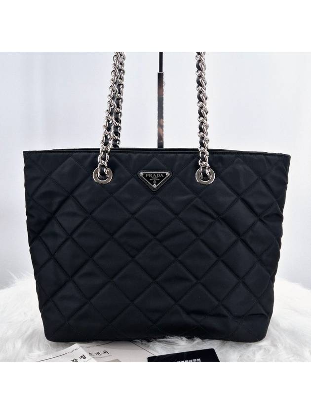 Quilted Tesuto Chain Shoulder Bag Black - PRADA - BALAAN 1