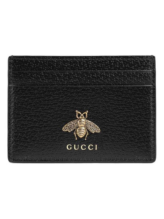 Leather Animalier Leather Card Case Wallet Black - GUCCI - BALAAN 2