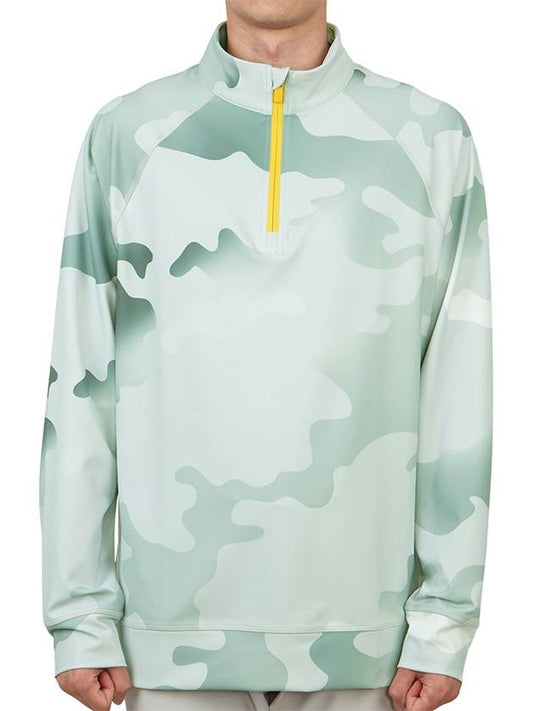 Men's Camo Half Zip Up Golf Long Sleeve T-Shirt Green - G/FORE - BALAAN 2