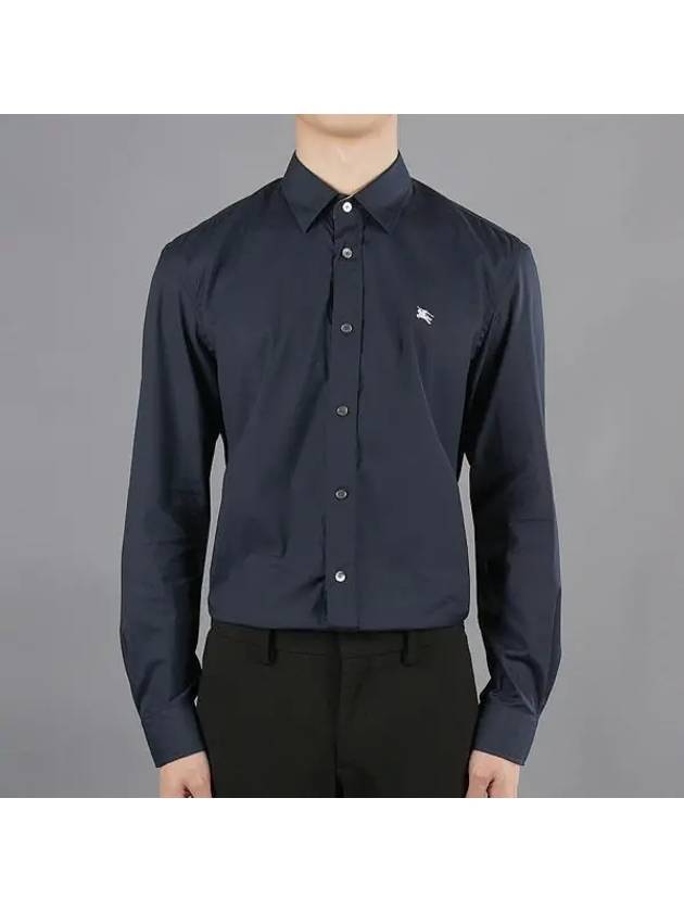 Men s Cambridge Warhorse Embroidery Logo Cotton Long Sleeve Shirt Navy - BURBERRY - BALAAN 2