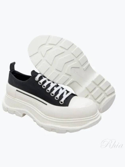 Tread Slick Platform Low Top Sneakers Black White - ALEXANDER MCQUEEN - BALAAN 2