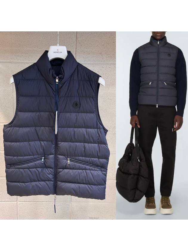 Theompan Logo Down Vest Midnight Navy - MONCLER - BALAAN 2