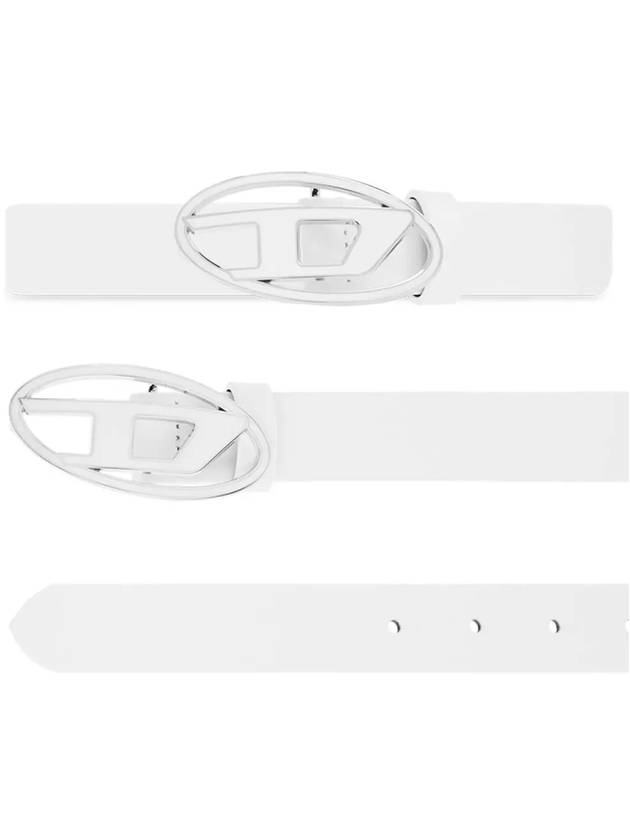 B1DR 25 Enamelled Buckle Leather Belt White - DIESEL - BALAAN 2