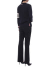 Sustainable Fine Merino Wool 4-Bar Relaxed Fit V-Neck Cardigan Navy - THOM BROWNE - BALAAN 7