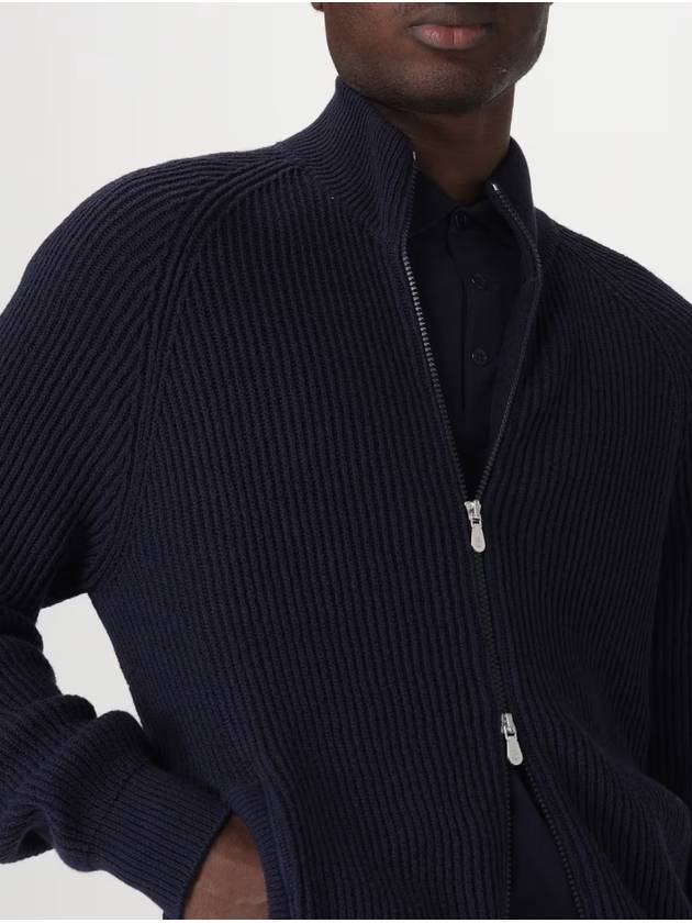 Ribbed Cotton Full-Zip Cardigan Navy - BRUNELLO CUCINELLI - BALAAN 6