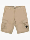 Men's Stretch Satin Lens Cargo Shorts Beige - CP COMPANY - BALAAN 2