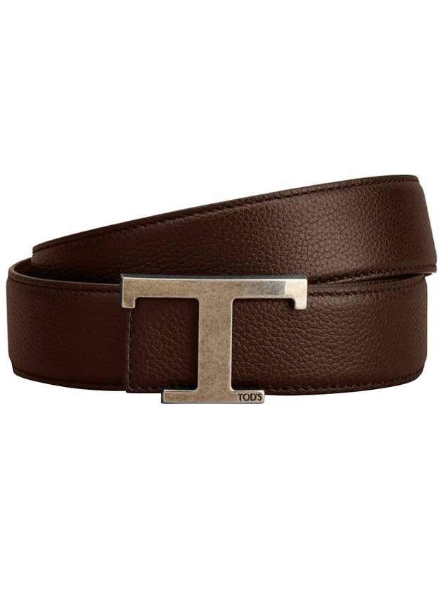 T Timeless Reversible Leather Belt Brown - TOD'S - BALAAN.