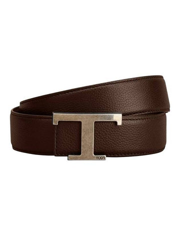 T Timeless Reversible Leather Belt Brown - TOD'S - BALAAN.