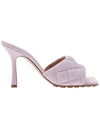 Women's Padded Mule Sandals Heel Light Pink - BOTTEGA VENETA - BALAAN 3