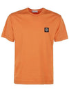 Logo Patch Cotton Short Sleeve T-Shirt Orange - STONE ISLAND - BALAAN 1