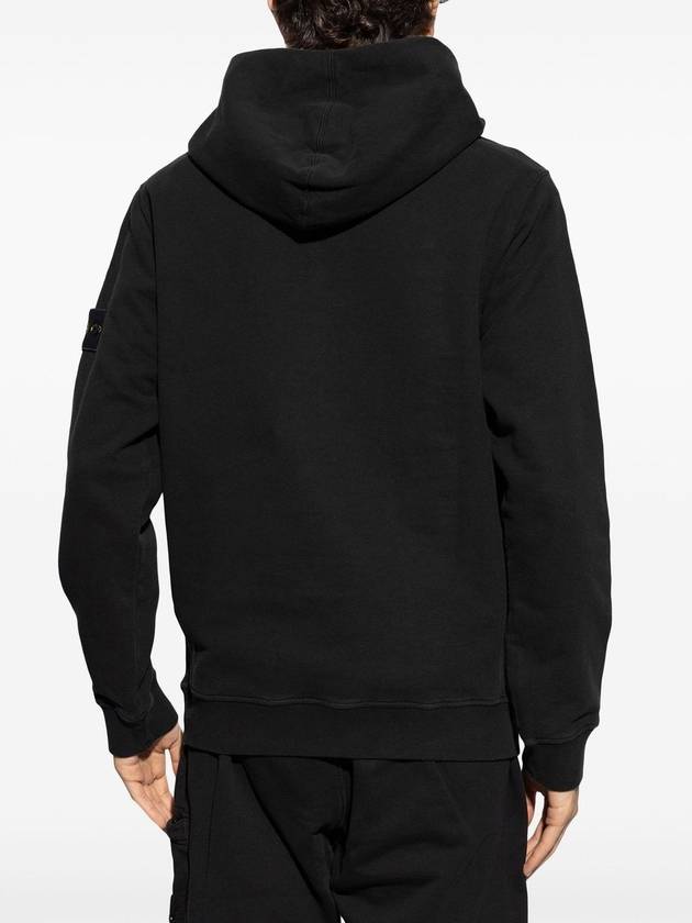 Wappen Patch Brushed Cotton Fleece Hoodie Black - STONE ISLAND - BALAAN 6