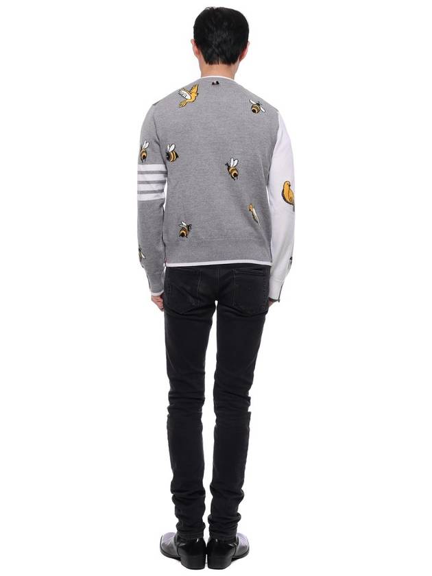 Diagonal Fun Mix Bird Bee Knit Top Grey - THOM BROWNE - BALAAN 6