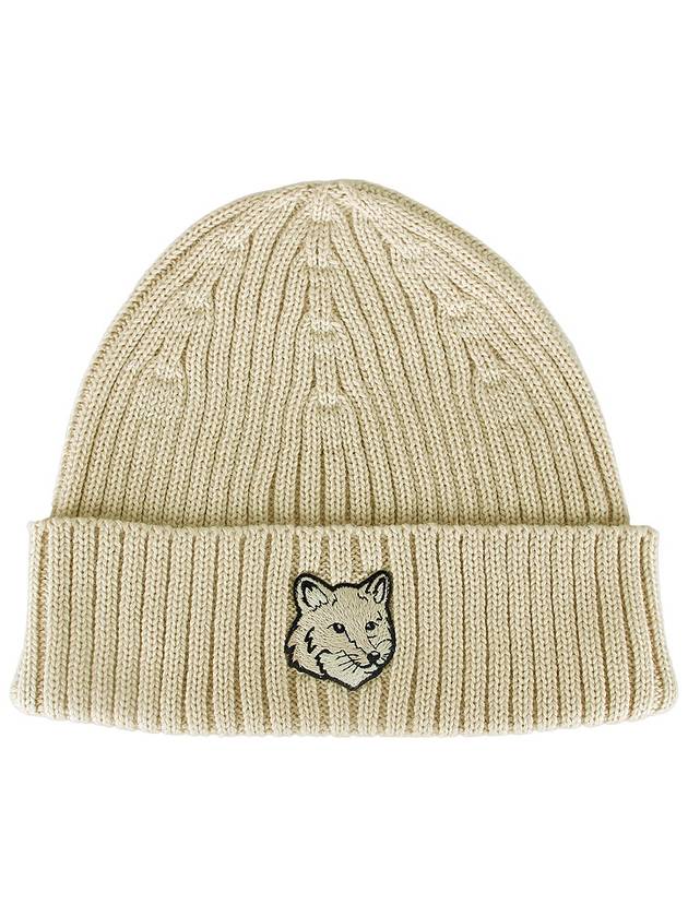 Wool Fox Head Beanie Light Beige - MAISON KITSUNE - BALAAN 3