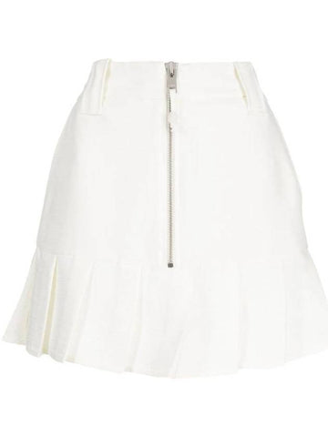 Slub Linen Mini A-Line Skirt Egret - GANNI - BALAAN 1