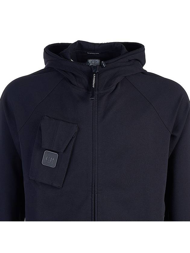 Metropolis Series Stretch Fleece Mixed Zip Up Hoodie Navy - CP COMPANY - BALAAN 7