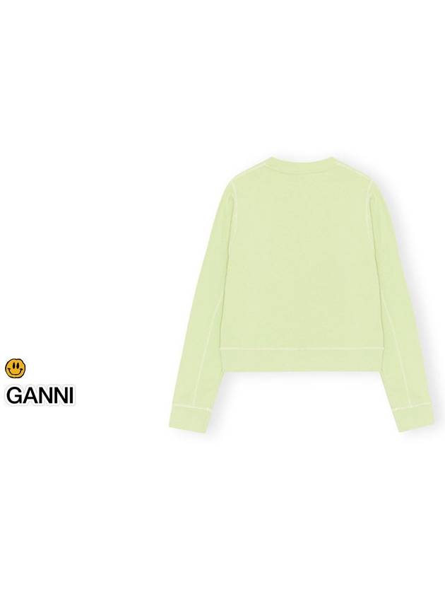 Isoli Logo Print Crew Neck Sweatshirt Green - GANNI - BALAAN 4