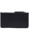 Pebble Leather Stitch Logo Zipper Card Wallet Black - MAISON MARGIELA - BALAAN 5