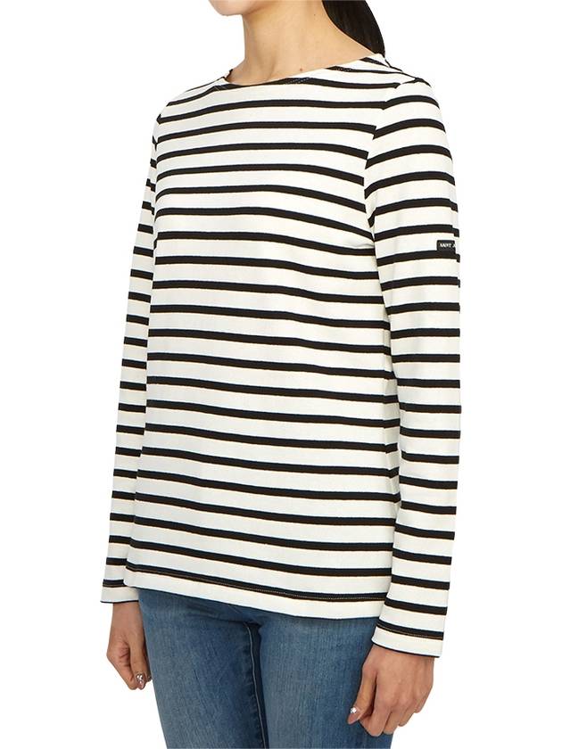 Women's Meridame II Striped Long Sleeve T-Shirt Black White - SAINT JAMES - BALAAN 3