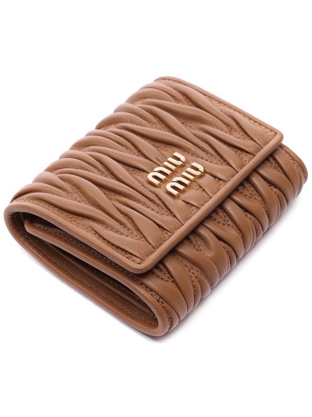 Matelasse Logo Nappa Leather Half Wallet Caramel - MIU MIU - BALAAN 6