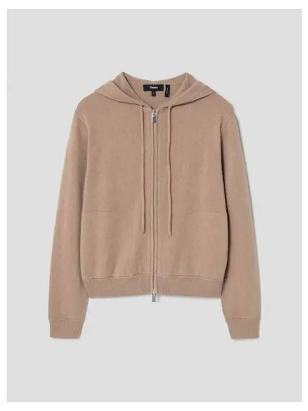 Women s Cashmere Zip up Hooded Sweatshirt Hoody Royal Camel Domestic Product - THEORY - BALAAN 1