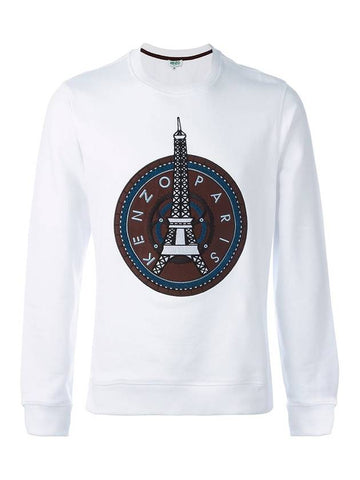 Men's Watch Eiffel Tower Print Cotton Sweatshirt White - KENZO - BALAAN 1