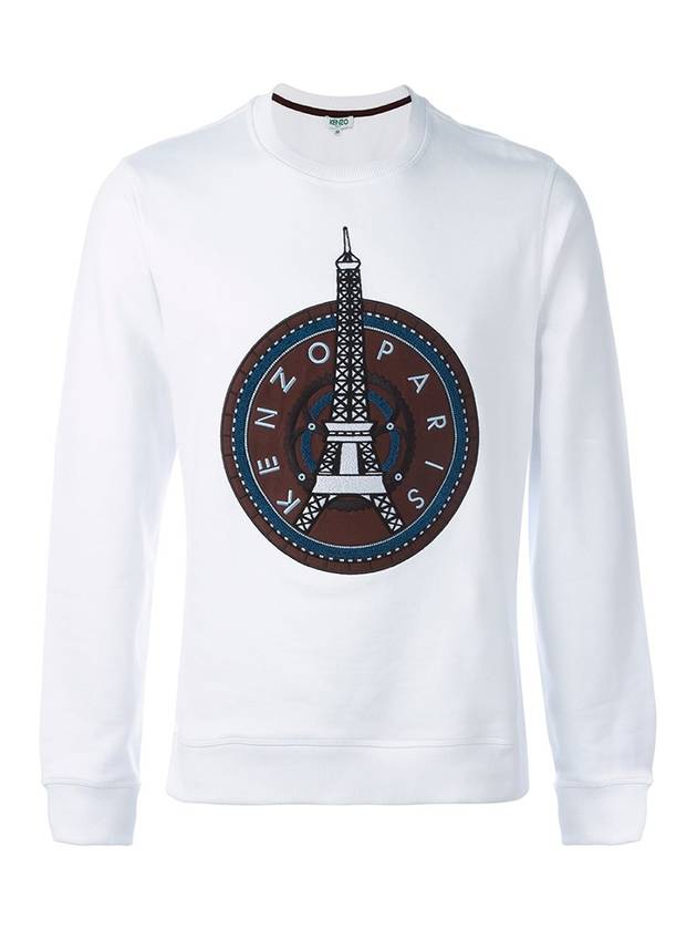 Men's Watch Eiffel Tower Print Cotton Sweatshirt White - KENZO - BALAAN 1