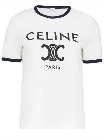 Paris T-Shirt in Cotton Jersey Black White - CELINE - BALAAN 1