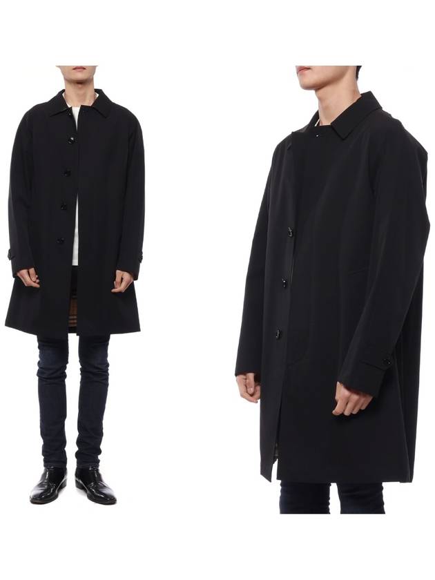 Men's Camden Cotton Gabardine Car Single Coat Black - BURBERRY - BALAAN.