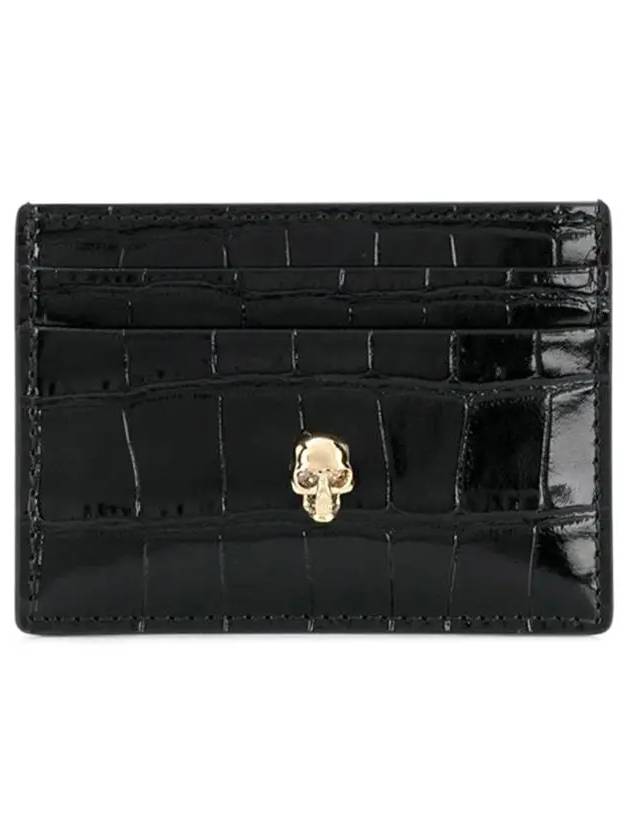 Skull Crocodile Leather Card Wallet Black - ALEXANDER MCQUEEN - BALAAN 4