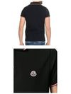 Stripe Trimming Logo Short Sleeve Polo Shirt Black - MONCLER - BALAAN 6