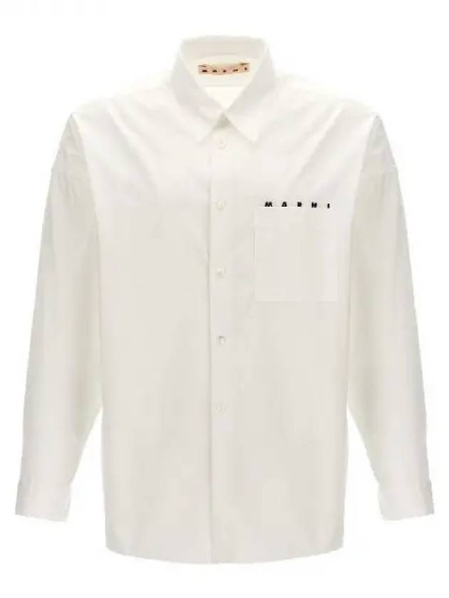 Logo Print Cotton Long Sleeve Shirt White - MARNI - BALAAN 2