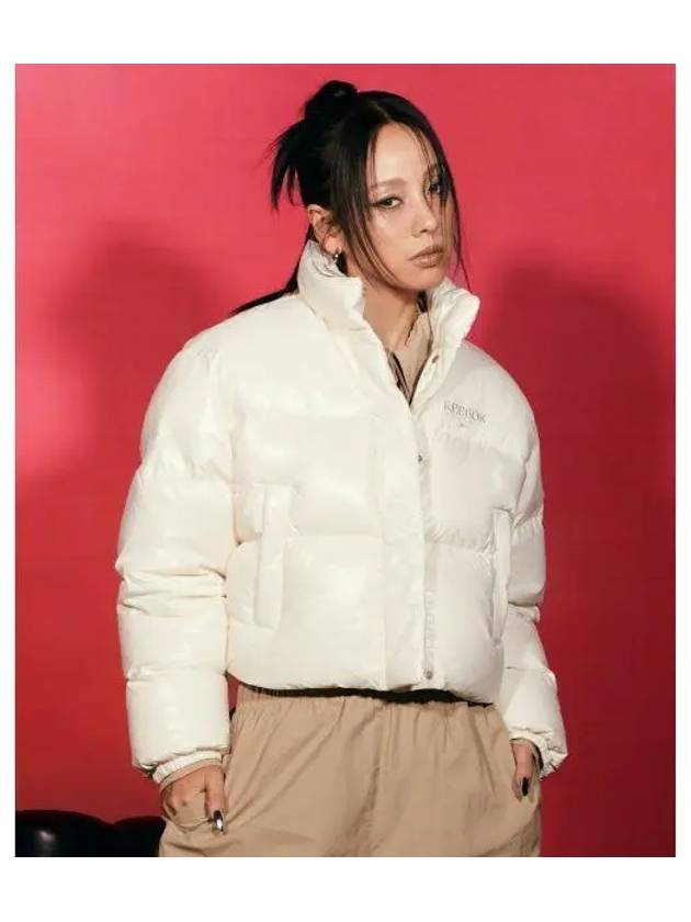 Lee Hyori wearing classic vector glossy cropped down jacket women s ivory - REEBOK - BALAAN 1