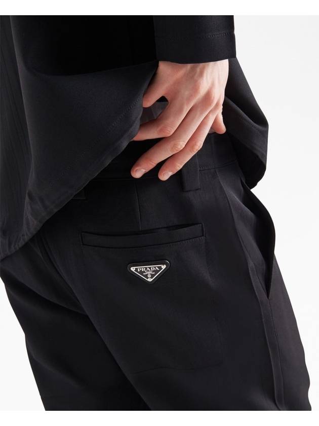 Triangle Logo Wool Straight Pants Black - PRADA - BALAAN 6