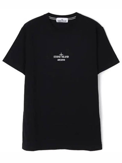 Archivio Project Lino Watro Cotton Jersey Short Sleeve T-Shirt Black - STONE ISLAND - BALAAN 2