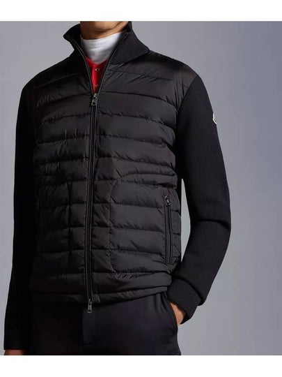 Padded Wool Cardigan Black - MONCLER - BALAAN 2