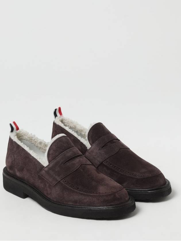 Shearling Lining Suede Penny Loafers Brown - THOM BROWNE - BALAAN 3