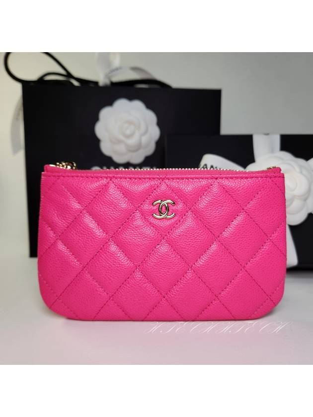 Classic mini pouch small caviar card wallet pink gold zipper A82365 - CHANEL - BALAAN 10