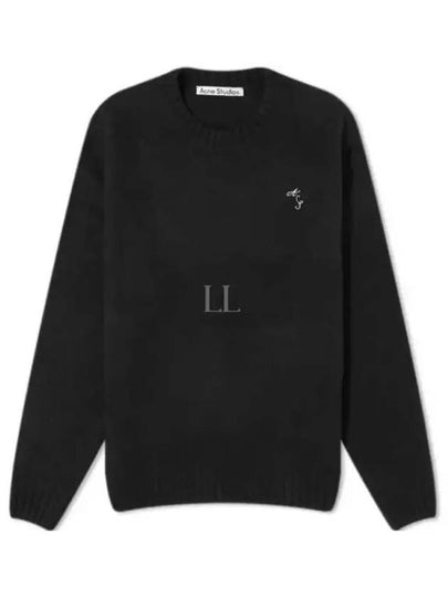 Embroidered Logo Crew Neck Knit Top Black - ACNE STUDIOS - BALAAN 2