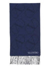 V Logo Jacquard Muffler Blue - VALENTINO - BALAAN 2