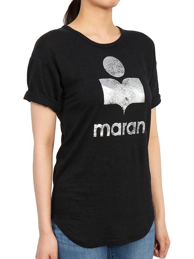 Koldi Linen Short Sleeve T-Shirt Black - ISABEL MARANT ETOILE - BALAAN 4