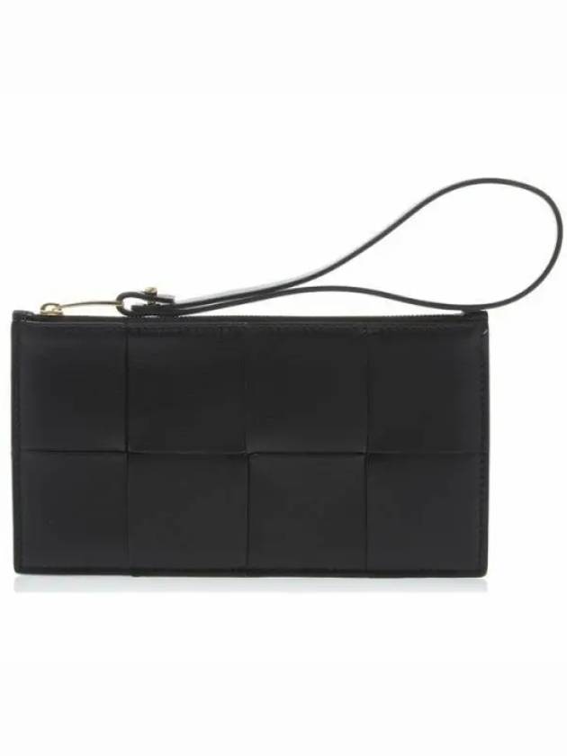 Intrecciato Weaving Gold Zipper Strap Bill Clutch Bag Black - BOTTEGA VENETA - BALAAN 2