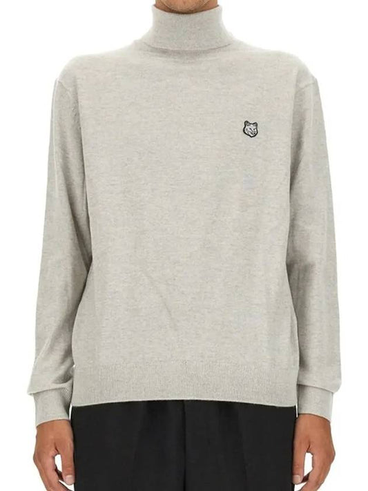 Fox Head Patch Turtleneck Knit Top Light Grey Melange - MAISON KITSUNE - BALAAN 2