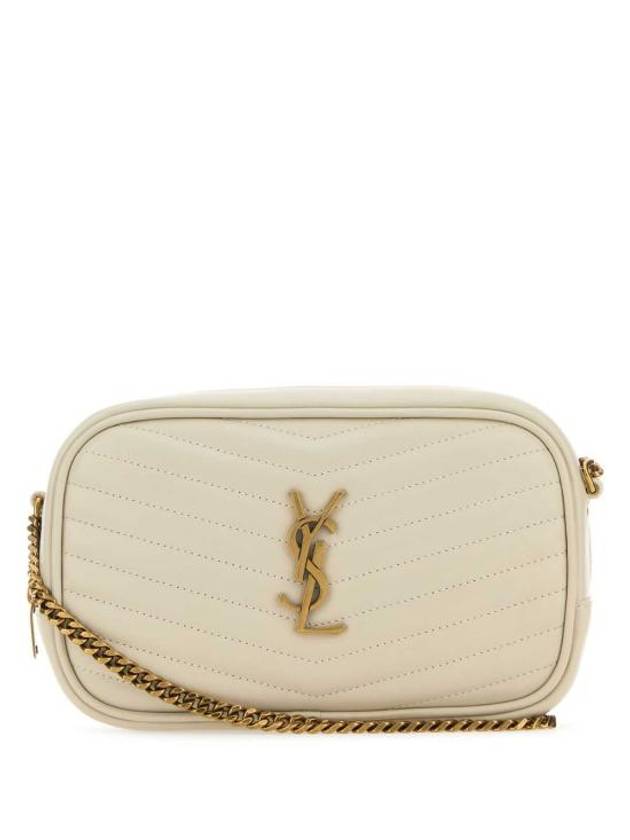 Lou Small Leather Cross Bag White - SAINT LAURENT - BALAAN 1