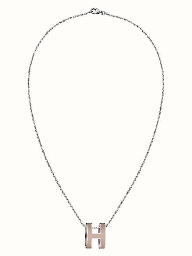 Pop H Pendant Silver Necklace Marron Glace - HERMES - BALAAN 1