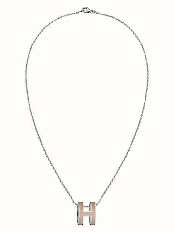 Pop H Pendant Silver Necklace Marron Glace - HERMES - BALAAN 1